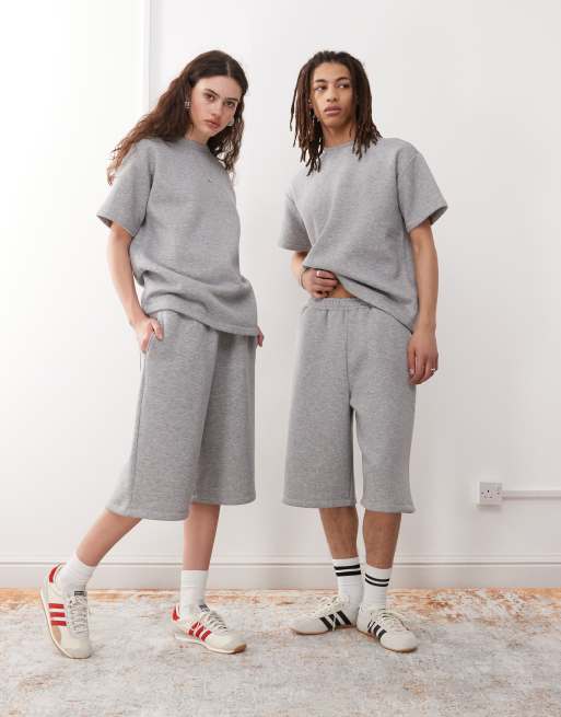 Reclaimed Vintage – Gråmelerade långa sweatshorts i jersey och unisex-modell, del av set