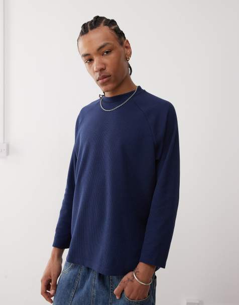 Reclaimed Vintage long sleeve waffle t-shirt in navy