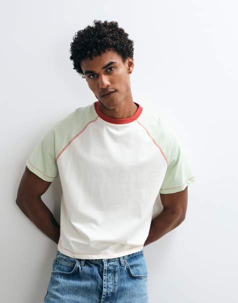 Reclaimed Vintage – Grön, figursydd t-shirt med raglanärm - view 1