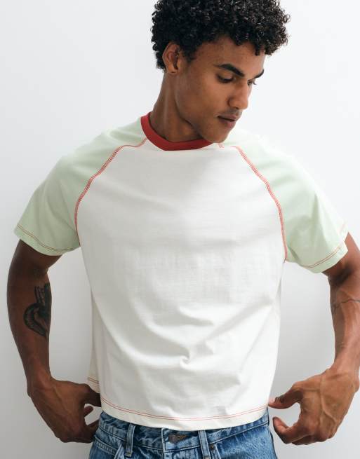Reclaimed Vintage – Grön, figursydd t-shirt med raglanärm, 3 av 5