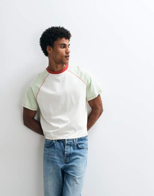 Reclaimed Vintage – Grön, figursydd t-shirt med raglanärm, 5 av 5