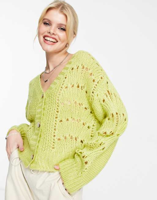 Reclaimed Vintage – Grön kofta i oversize med dekorativ söm
