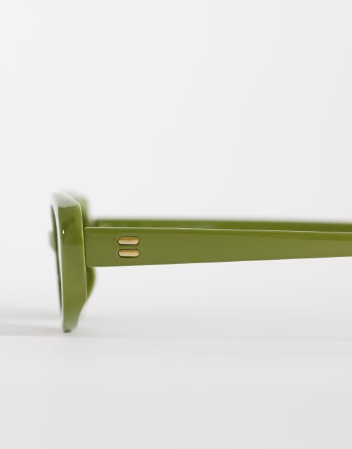 Reclaimed Vintage – Gröna, smala solglasögon i cateye-modell med gröna glas, 2 av 3
