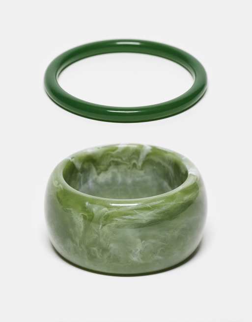Reclaimed Vintage – Grüne Armreifen im 2er-Pack