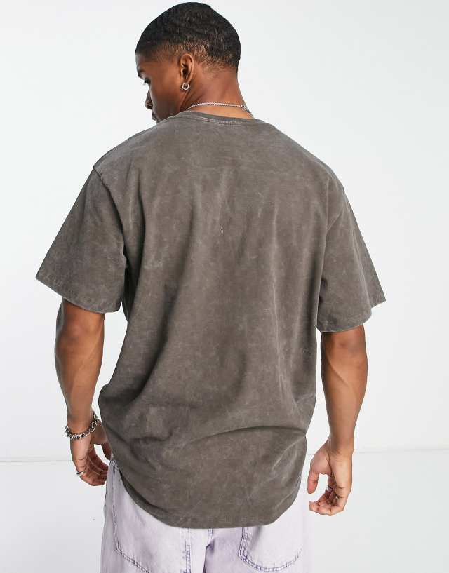 Reclaimed Vintage grunge flame print t-shirt in gray 0