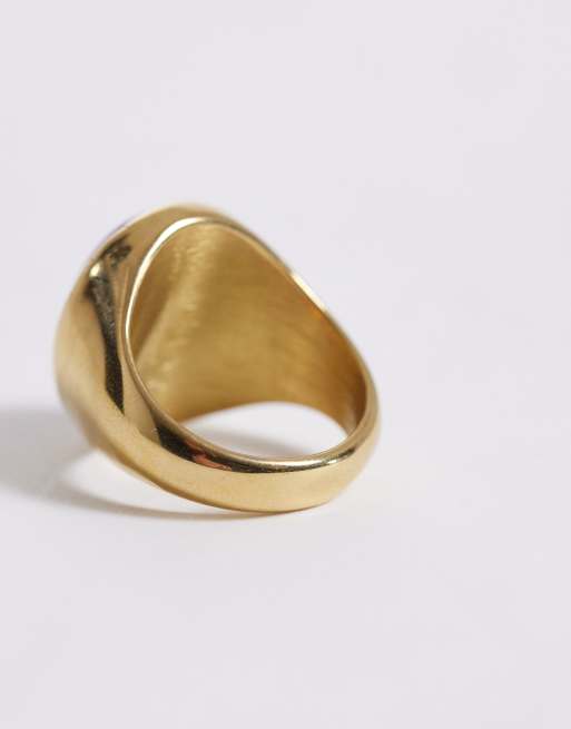 Reclaimed Vintage – Guldfärgad ring i rostfritt stål med smyckessten, 3 av 3