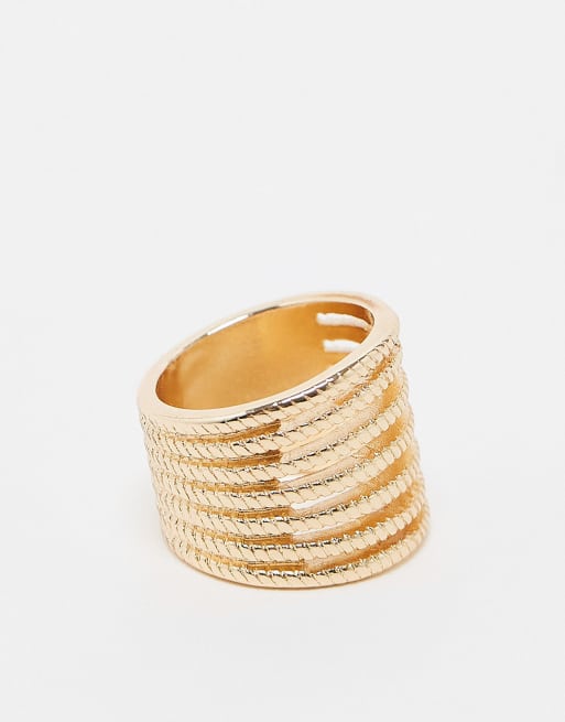 Reclaimed Vintage – Guldfärgad, stor ring i flera rader