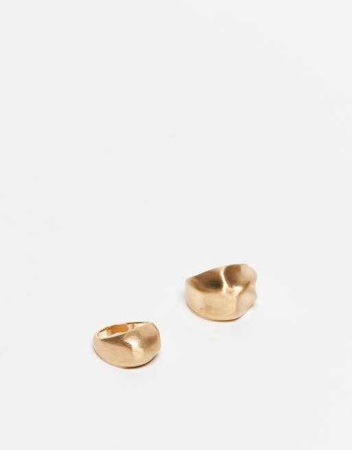 Reclaimed Vintage – Guldfärgade ringar i unisex-modell med smält design, 2-pack