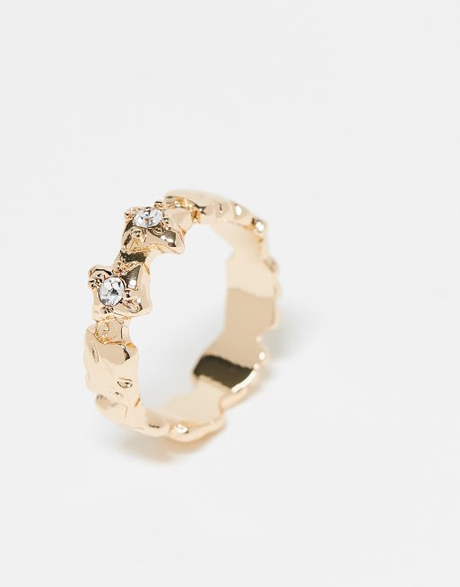 Reclaimed Vintage – Guldfärgade ringar med rosa sten, 2-pack, 3 av 3