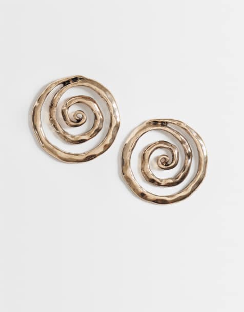 Reclaimed Vintage – Guldfärgade, spiralformade örhängen i bohostil - view 1