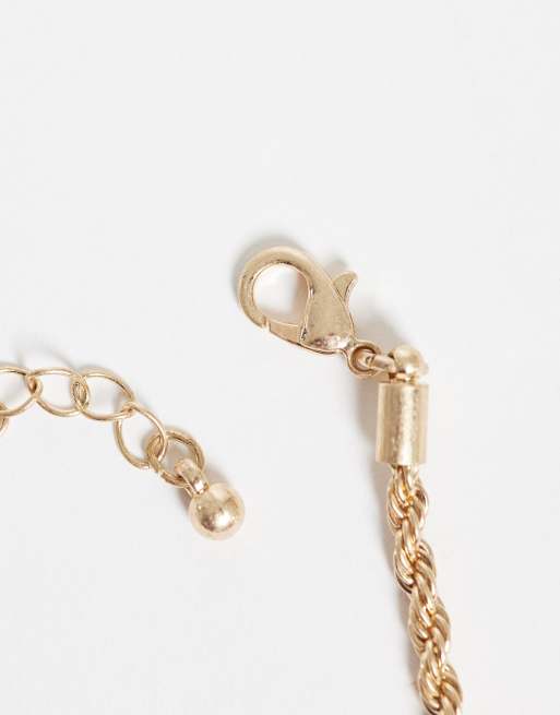 Reclaimed Vintage – Guldfärgat halsband med stenar och korshänge, 4 av 4