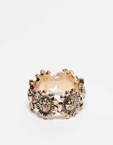 Reclaimed Vintage - Guldfarvet unisex-ring med solmotiv - view 1