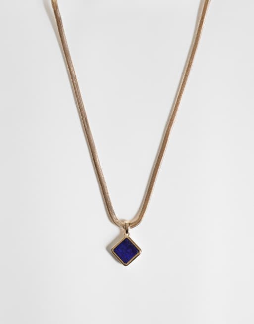 Reclaimed Vintage guldfarvet vedhæng med blå lapis-sten, 1 af 4