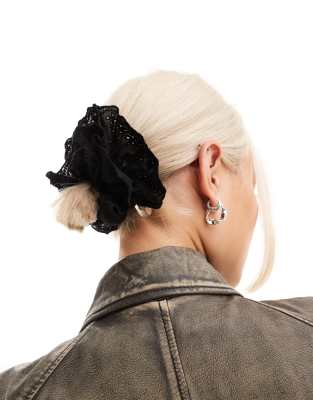 Andelaisi Haargummi Aus Chiffon – Schwarz, Mit Schleife & Perlen, Boho-Style, Für Damen