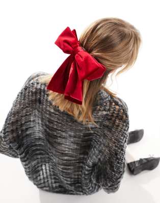 Niedliche Weihnachts-Haarspange Mit Schleife – Roter Festtags-Schmuck Für Party & Baum-Deko