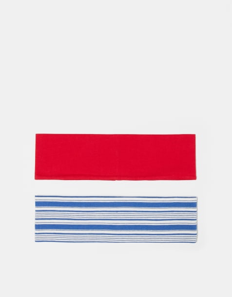 Reclaimed Vintage hair band multi pack in nautical stripe - view 1