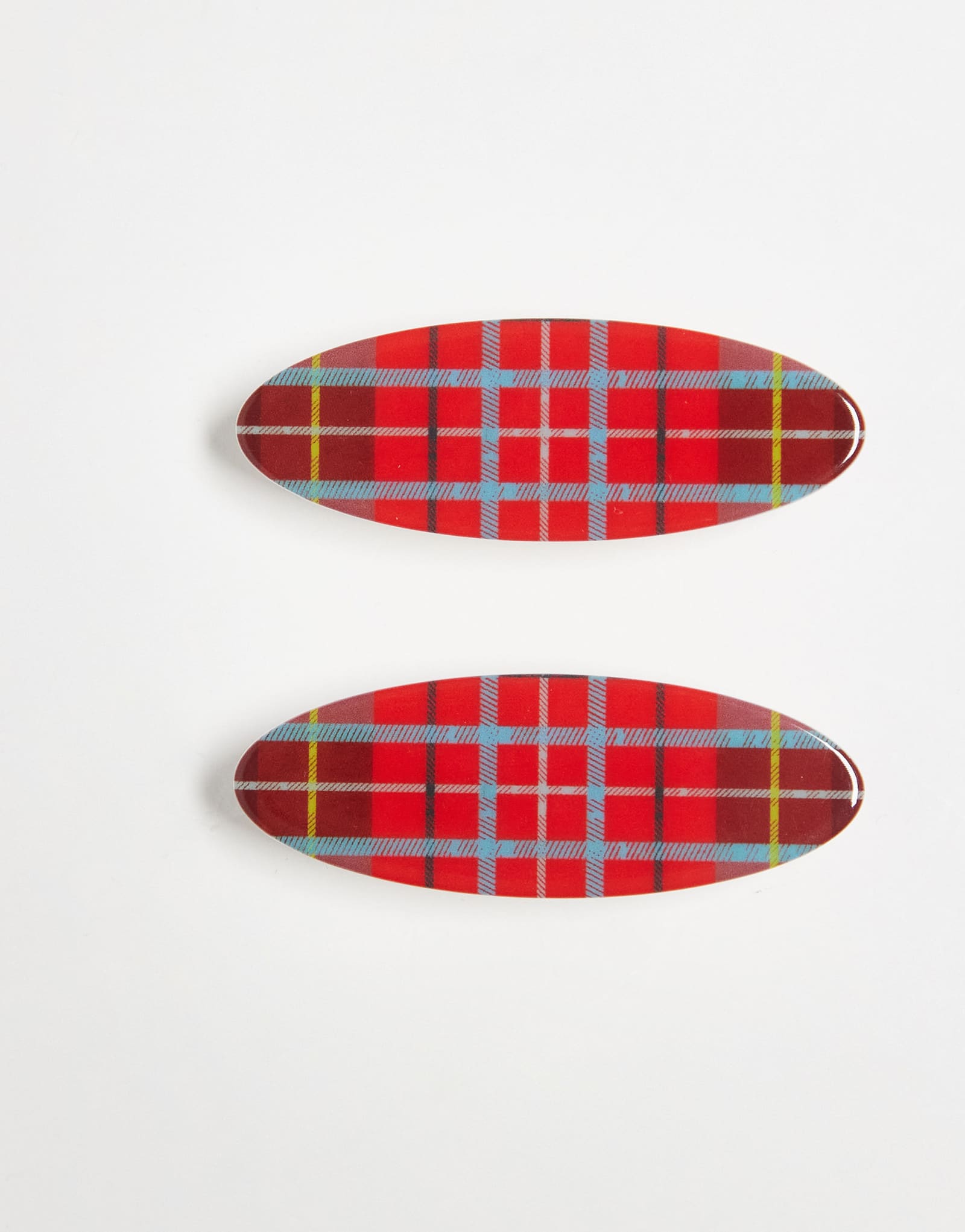 Восстановленные винтажные заколки для волос, 2 упаковки, с принтом в красную клетку