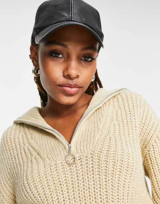 Reclaimed Vintage half zip fisherman sweater in beige ASOS