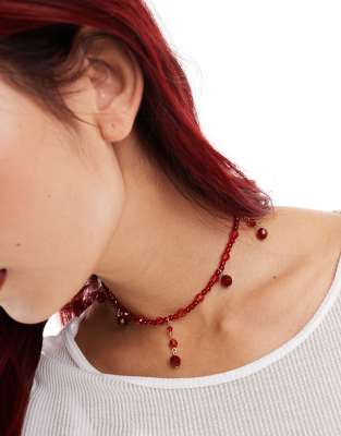 Reclaimed Vintage Halloween Drippy Red Choker In Metallic