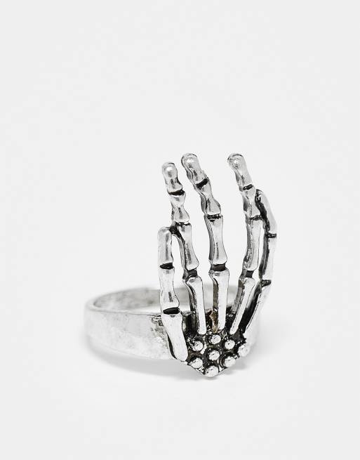 Reclaimed Vintage - Halloween - Uniseks ring met skelet in zilver