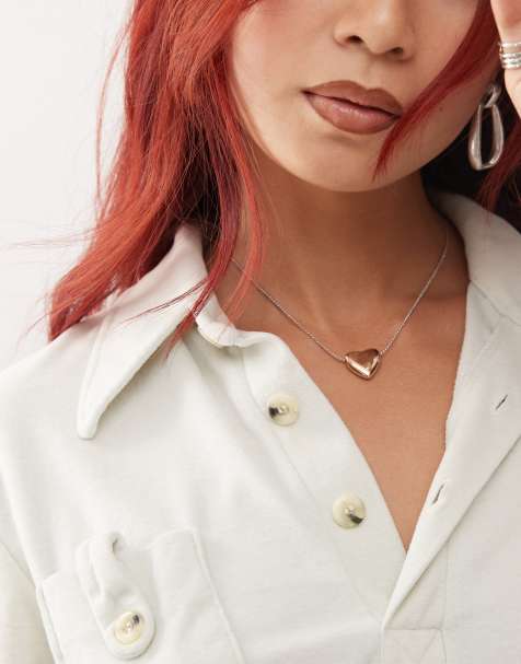 Reclaimed Vintage – Halsband i blandade metaller med hjärthänge - view 1
