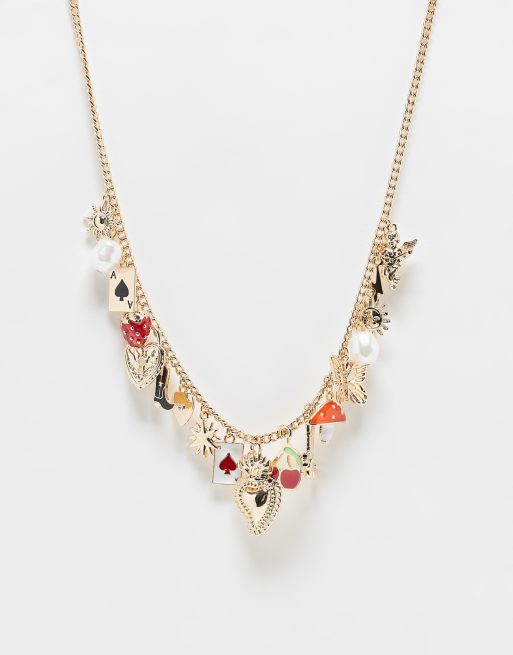 Reclaimed Vintage – Halsband i unisex-modell med roliga berlocker