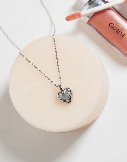 Reclaimed Vintage halsband med hjärthänge och stjärndetalj i silver, 2 av 4