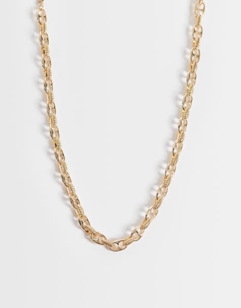 Reclaimed Vintage halsband med marinkedja i guld och tvinnade detaljer - view 1