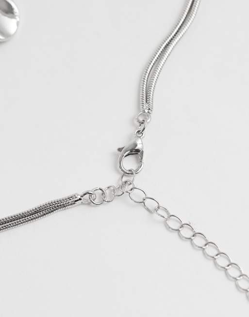 Reclaimed Vintage – Halskette in Silber-Optik mit Blumenschieber, 3 von 4