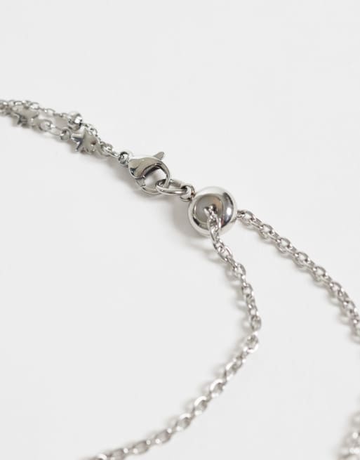 Reclaimed Vintage Halskette mit zweireihiger Sternkette in Silber, 4 von 4