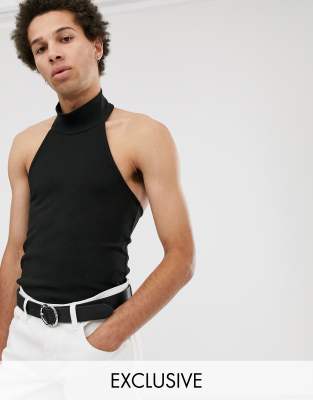 Reclaimed (vintage) Halter Neck Top in Black for Men