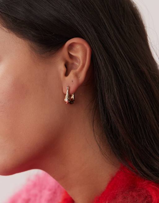 Reclaimed Vintage hammered hoop earrings in gold