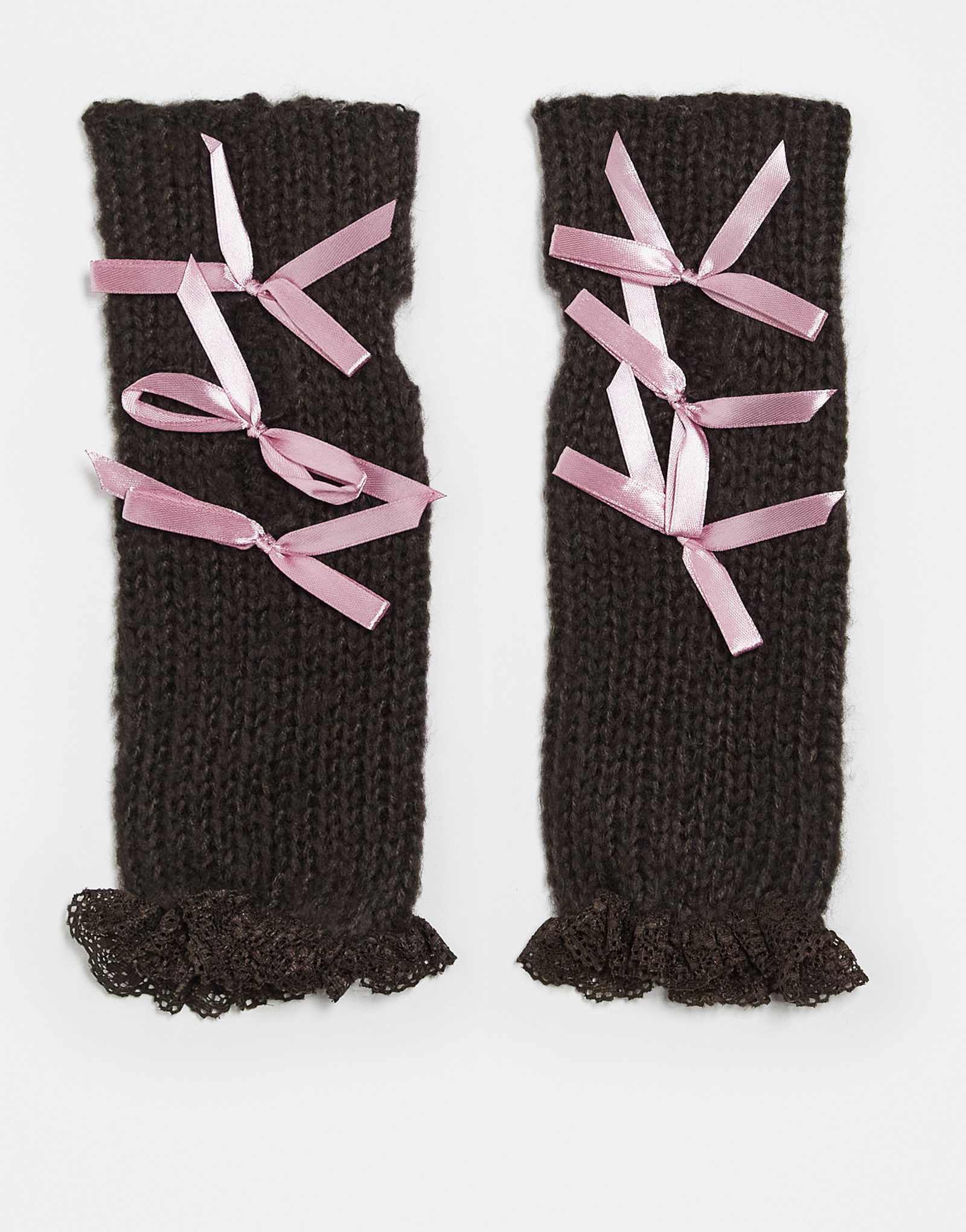 Восстановленная винтажная грелка для рук с коричневыми бантиками