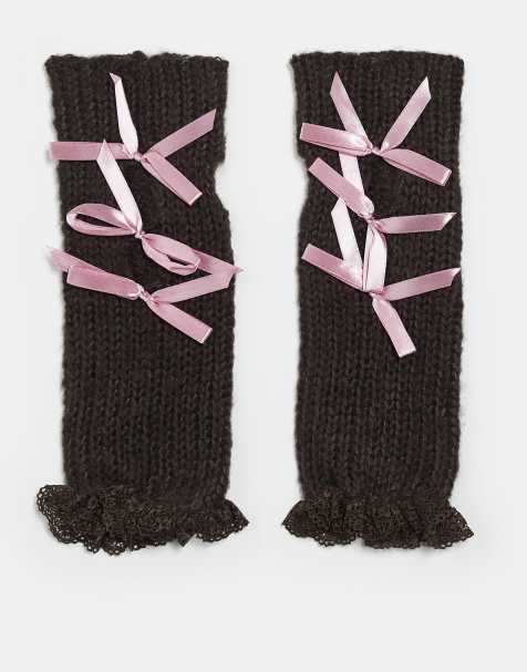 Reclaimed Vintage - Handwarmers met strikken in bruin - view 1