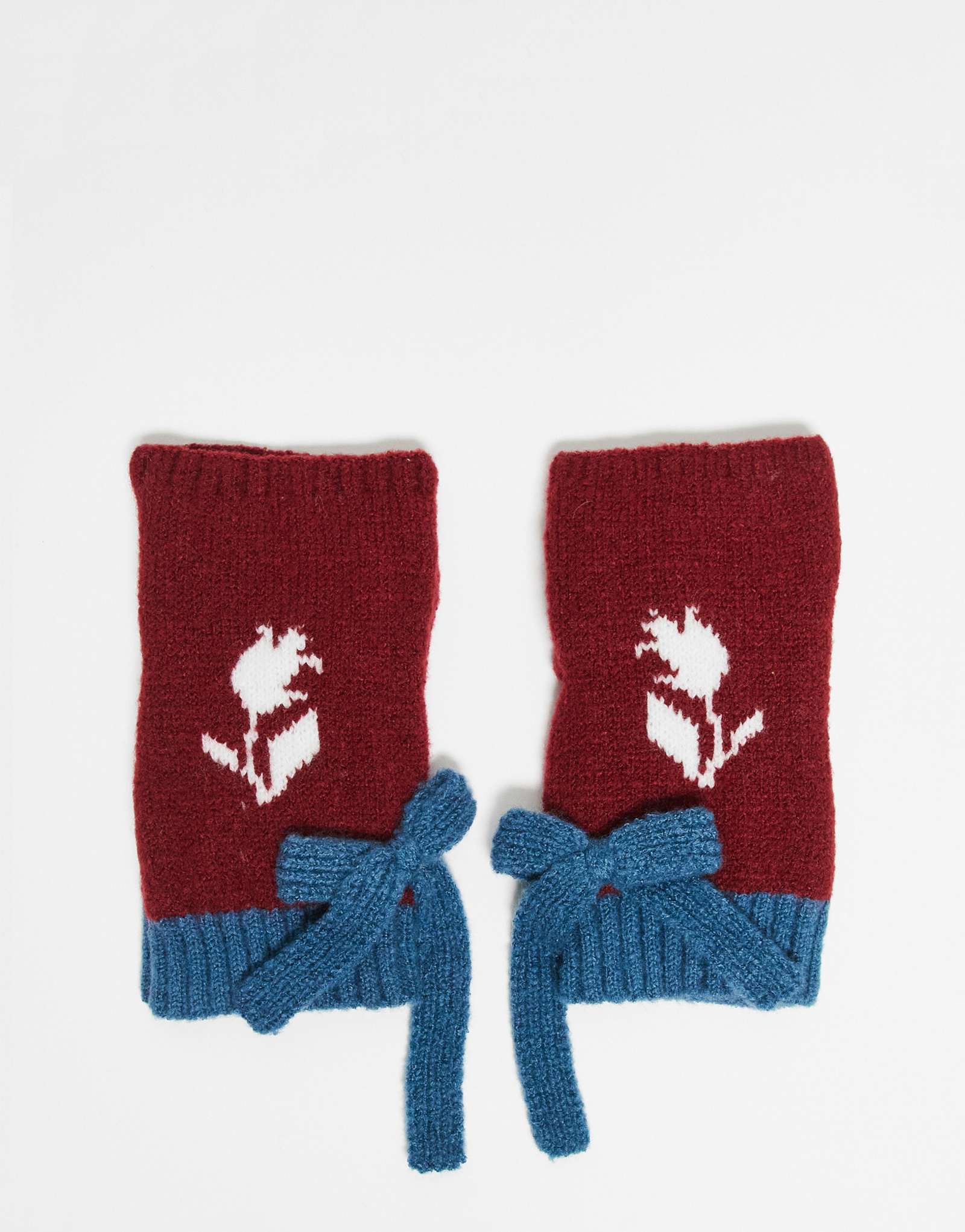 Восстановленные винтажные грелки для рук с цветочным принтом красного и синего цветов