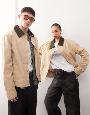 Reclaimed Vintage - Harrington-Hemdjacke in Beige im Unisex-Schnitt-Neutral