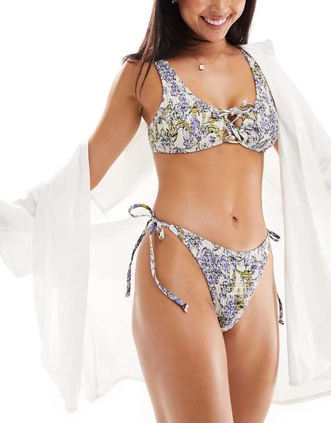 Reclaimed Vintage - Haut de bikini à imprimé fleuri avec fente goutte d'eau sur le devant - view 1