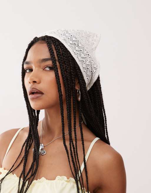 Reclaimed Vintage headscarf and bandana in white crochet