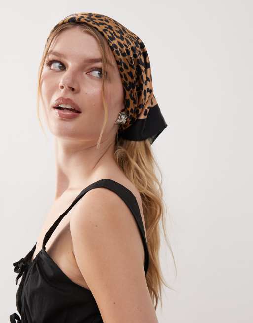 Reclaimed Vintage headscarf in blurred leopard print