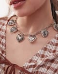 [Reclaimed Vintage] Reclaimed Vintage heart charm necklace in burnished silver One Size Silver