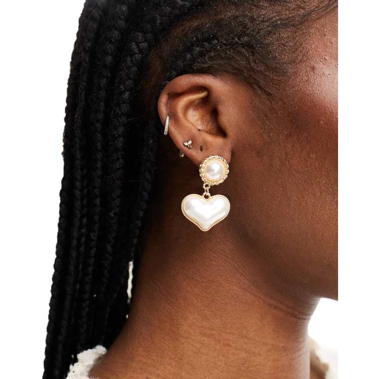 Amalia pearl heart drop earrings on sale