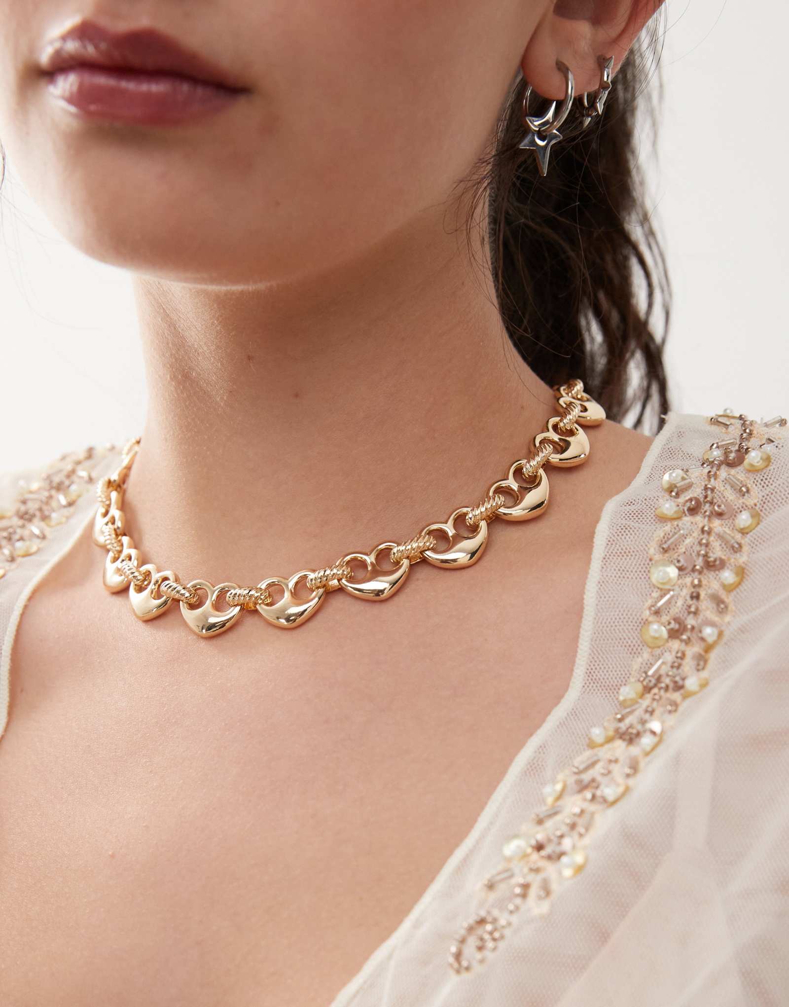 Восстановленное винтажное ожерелье-цепочка с сердечком из золота