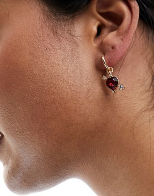 Reclaimed Vintage heart stone drop earring