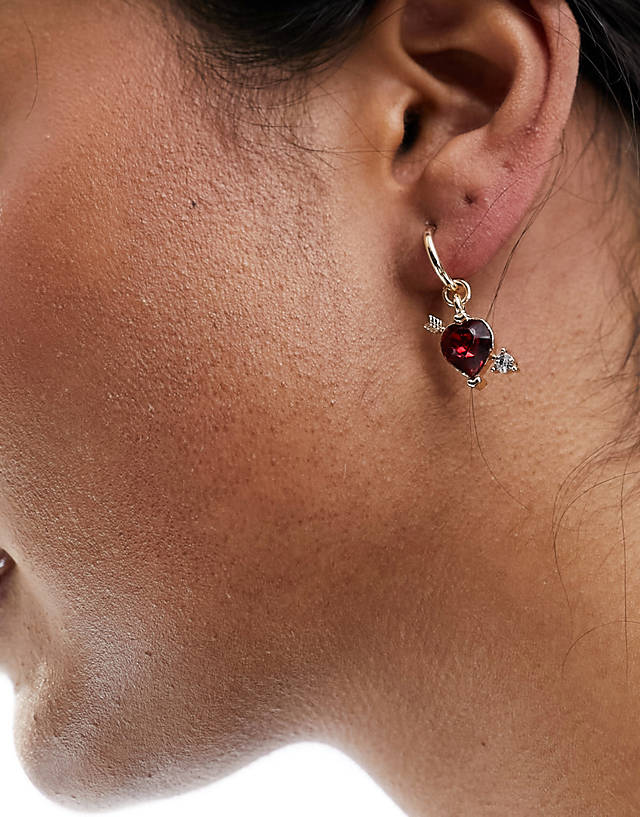 Reclaimed Vintage - heart stone drop earring