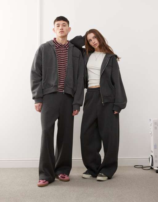 Reclaimed Vintage heavyweight boxy co-ord in charcoal