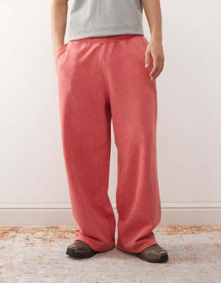 Reclaimed Vintage Heavyweight Wide Leg Sweatpants In Red