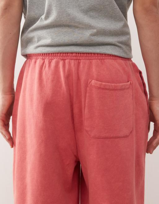 Reclaimed Vintage heavyweight wide leg sweatpants in washed red, 4 of 5