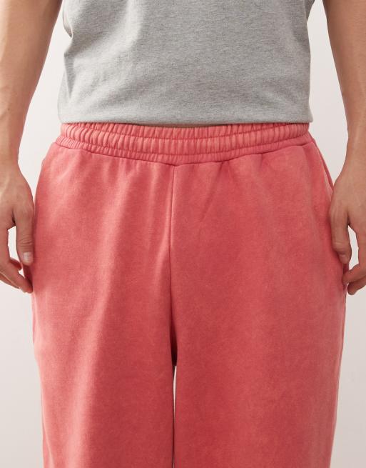 Reclaimed Vintage heavyweight wide leg sweatpants in washed red