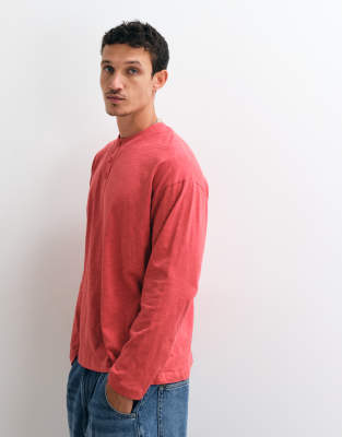 Reclaimed Vintage Henley Neck T-shirt In Red