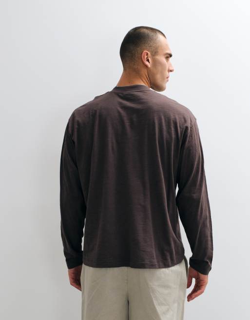 Reclaimed Vintage henley-t-shirt i brun, 5 av 5